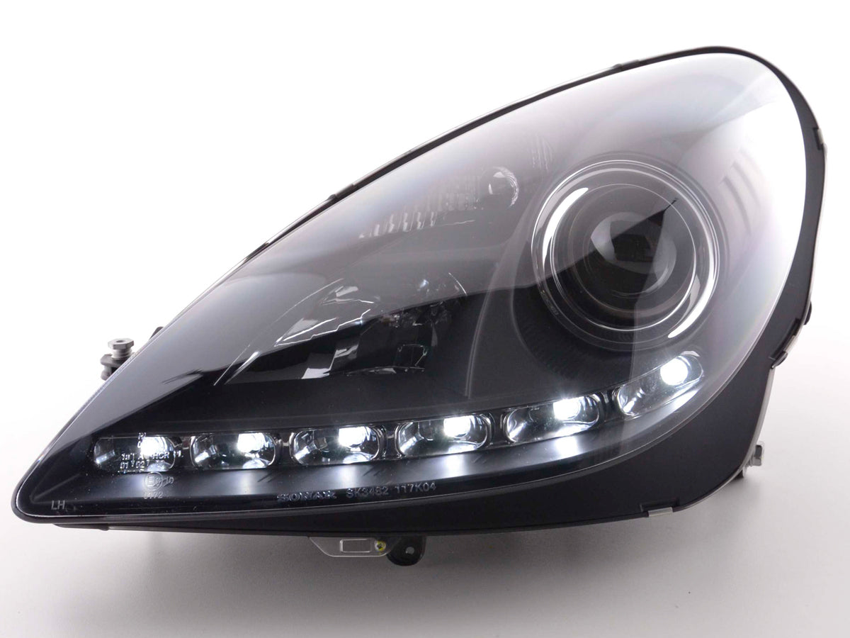 Scheinwerfer Set Daylight LED Tagfahrlicht Mercedes SLK R171 schwarz Scheinwerfer Set Daylight LED Tagfahrlicht Mercedes SLK R171 schwarz
